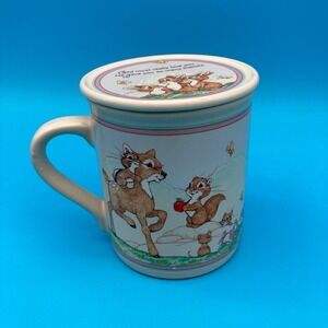 Vintage 1986 Hallmark Mug Mates Woodland Animals Coffee Cup with Coaster Lid
